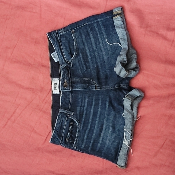 Paige Mid-Rise Cuffed Raw Hem Jimmy Jimmy Jean Shorts - Picture 2 of 6